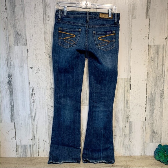 Seven7 Low Rise Bootcut Jean Gold Stitching Sz 25 - Picture 4 of 8